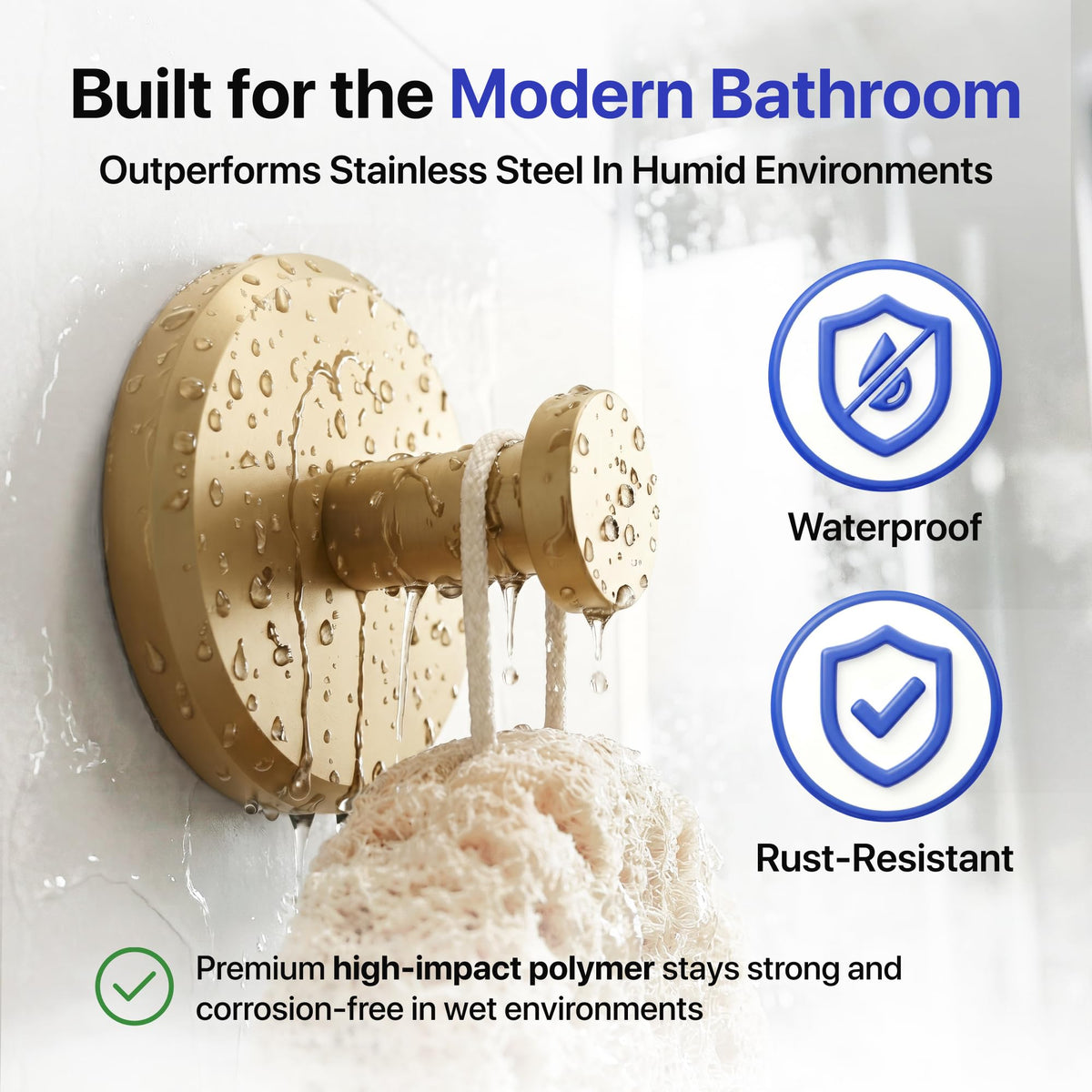 HOME SO Suction Cup Hooks for Shower & Bathroom Towel Holder 2-Pack Black