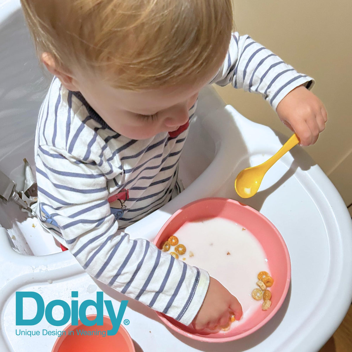 Doidy Cup, Open Cup for Training Baby 6 Months-3 Years, 200ml, Slanted Weaning Cup with Handles for Learning to Drink, BPA Free (Orange)