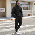 Mens Plain Tracksuit Long Sleeve Hooded Sweatshirt Sweatpants Set Hoodie Joggers Sets 2 Piece Fashion Sweatsuits Activewear Sportswear Men's Clothing UK
