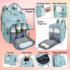 Dikaslon Baby Changing Bag Backpack, Large Nappy Back Pack Multifunction Baby Bags with Portable Changing Mat, Pacifier Holder, and Stroller Straps, for Mom and Dad