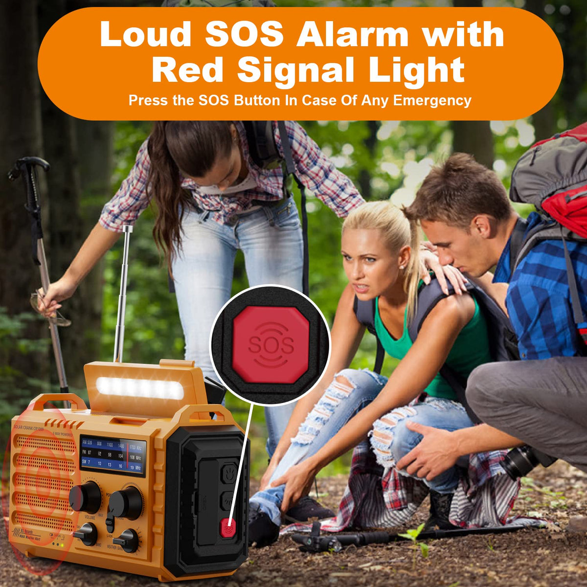 Mesqool Portable Wind Up Hand Crank and Solar Powered Radio with USB Phone Charger, Emergency Radio with SOS Alarm and Flashlight, AM/FM/SW Radio with 12000mAh Rechargeable Battery for Outdoor