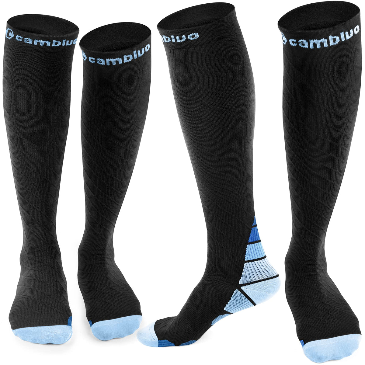 CAMBIVO Compression Socks for Women & Men 2 Pairs, Travel Flight Socks