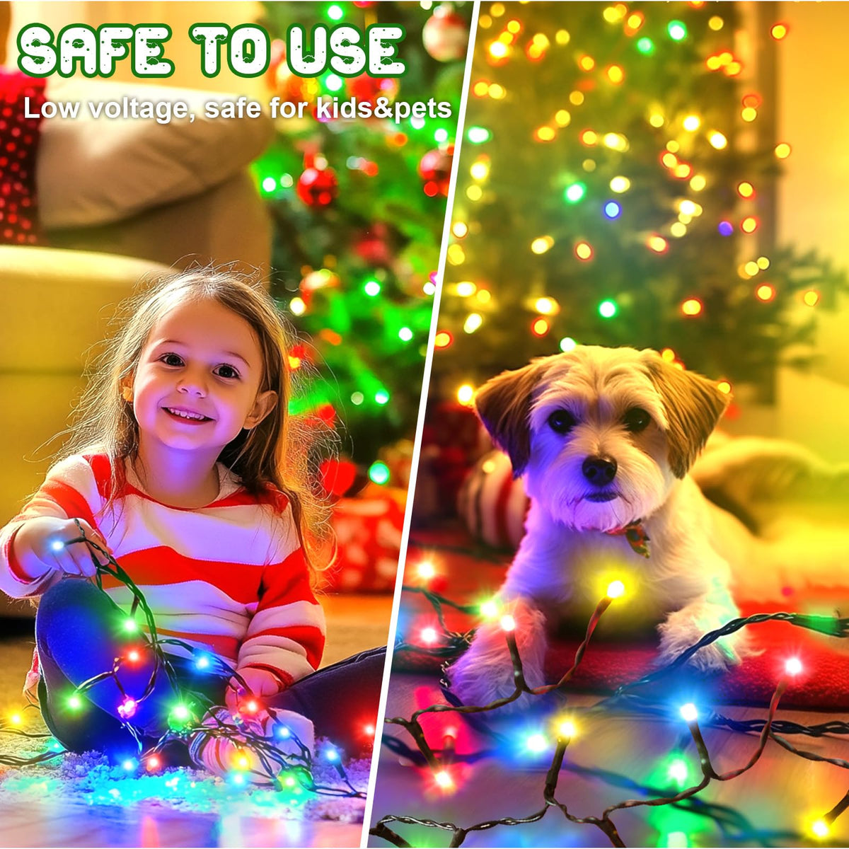 Christmas Lights Outdoor Battery Operated String Lights Total 100LED 33Ft with Timer 8 Modes 16.4Ft*2 Waterproof Outdoor Indoor for Christmas Decor, Warm White, 2-Pack