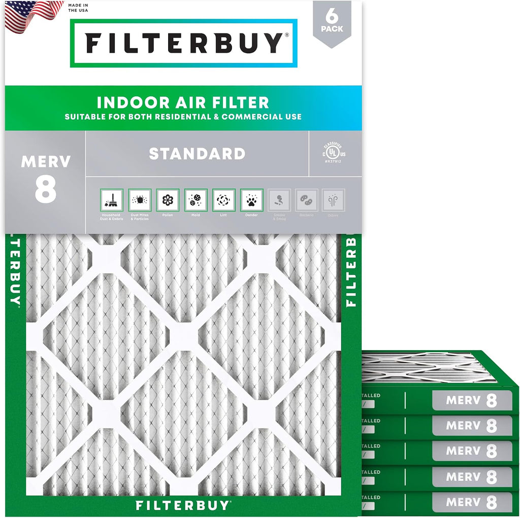 Filterbuy 30x32x1 Air Filter MERV 8 Dust & Allergy Defense (6-Pack)