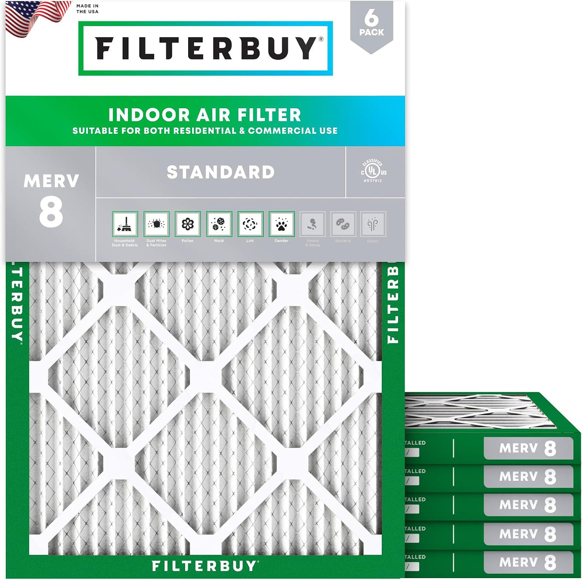 Filterbuy 30x32x1 Air Filter MERV 8 Dust & Allergy Defense (6-Pack)
