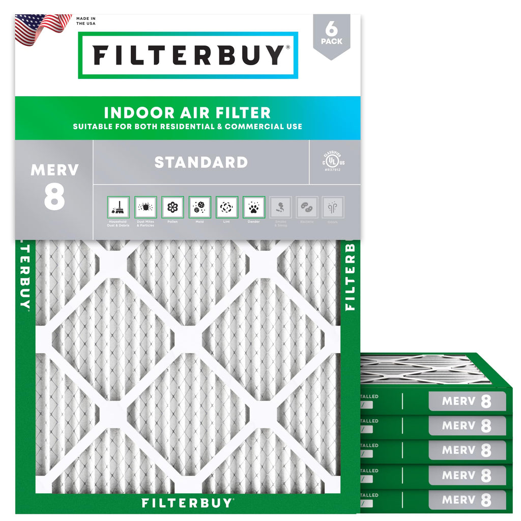 Filterbuy 30x32x1 Air Filter MERV 8 Dust & Allergy Defense (6-Pack)