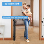 Retractable Mesh Baby & Dog Gate for Stairs, 86cm Tall x 140cm Wide, Black