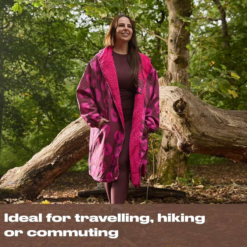 OHS Adults Drying Robe, Water-Resistant Changing Robe Gifts for Women Comfy Sherpa Privacy Robes for Women Men, Stay Dry Jacket Swimming Camping Drying Robes - S/M, L/XL