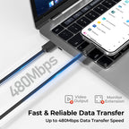 BASESAILOR USB A to USB C Charger Cable 3Pack 0.5/1/2M Black