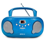 Groov-e Original Boombox - Portable CD Player with Bluetooth, Radio, 3.5mm Aux Port, & Headphone Socket - LED Display, 2 x 1.2W Speakers - Battery or Mains Powered - Blue