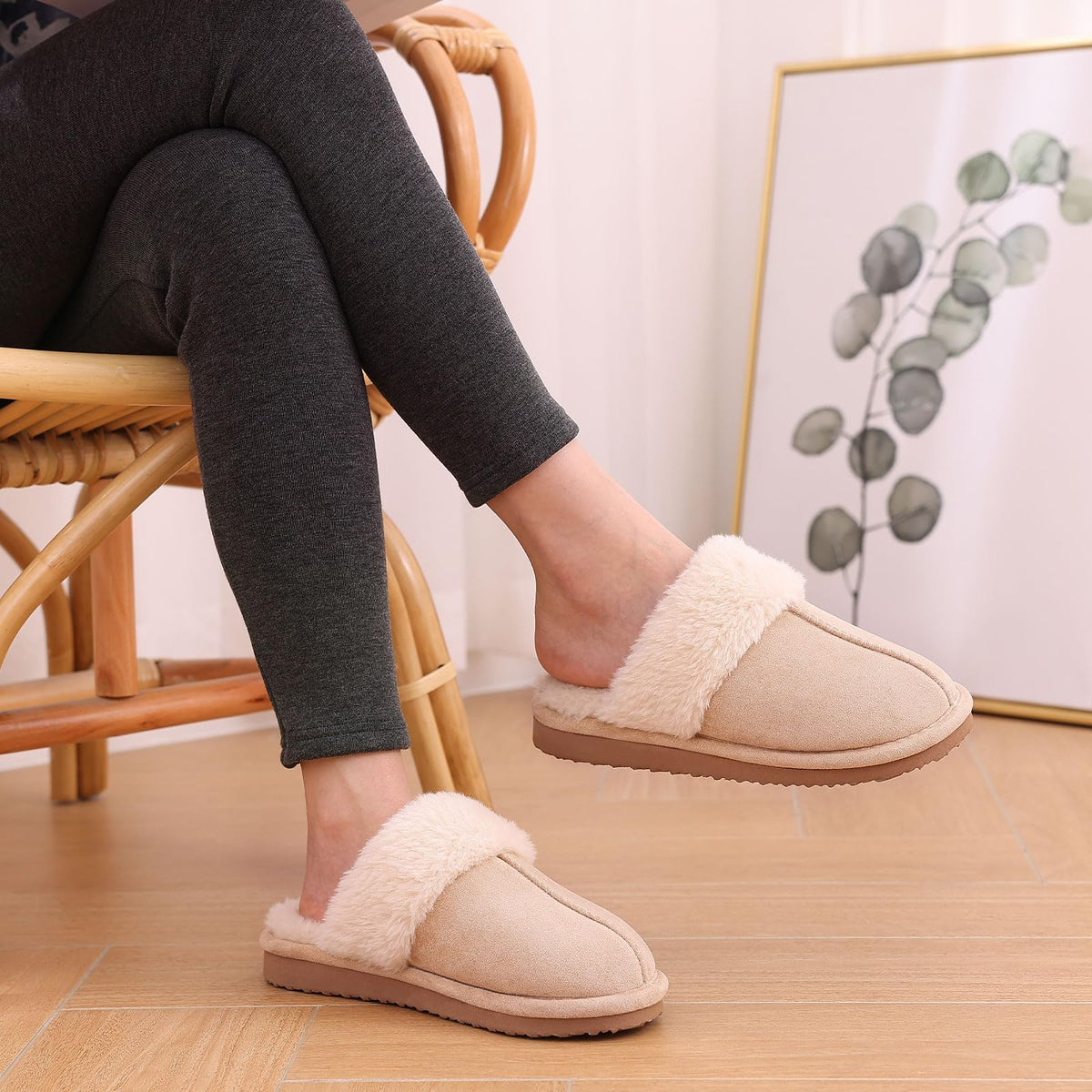 Litfun Women's Fluffy Memory Foam Slippers House Shoes Indoor