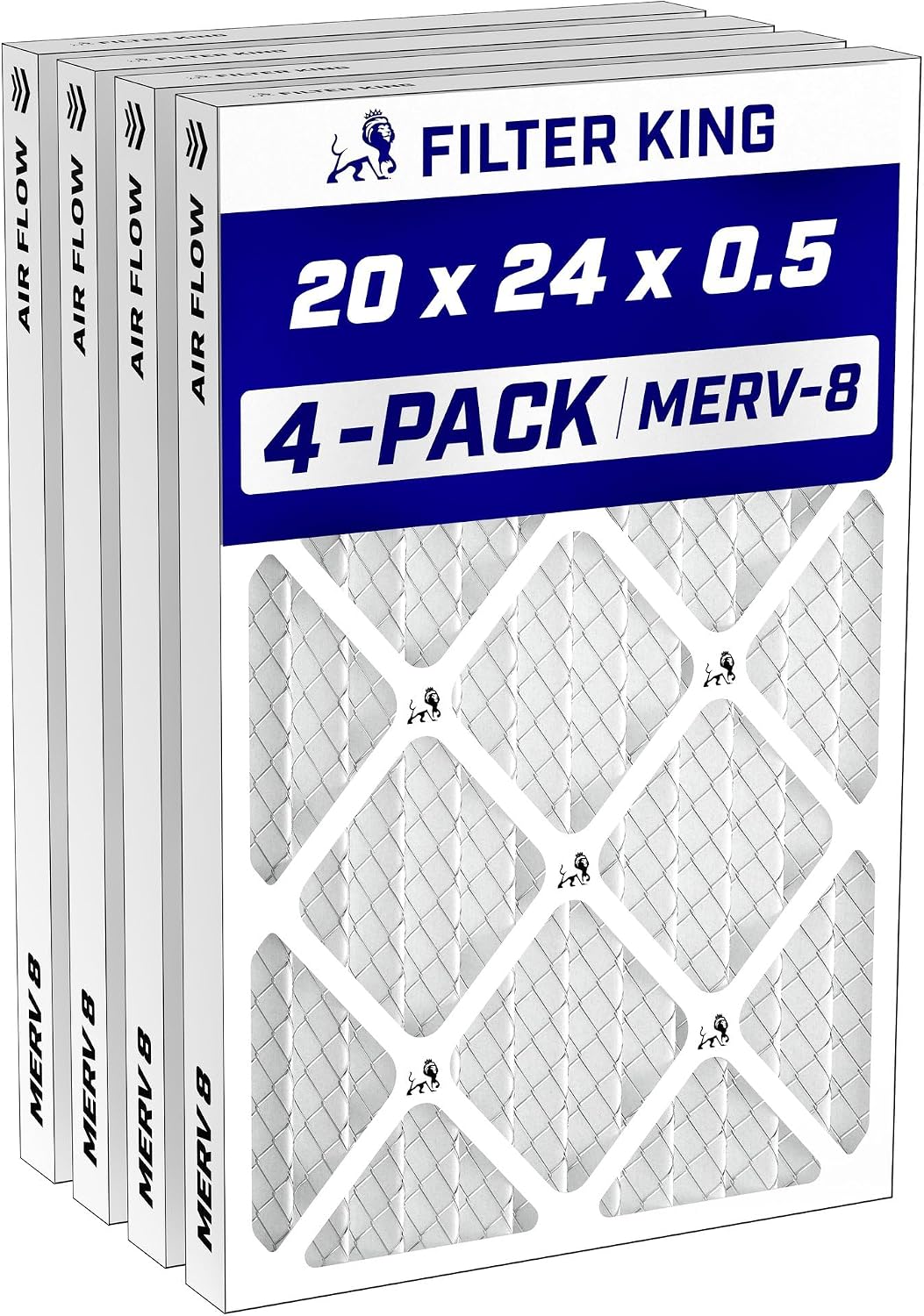 Filter King 24x30x1 Air Filter MERV 8, AC Furnace Filters (4-Pack)