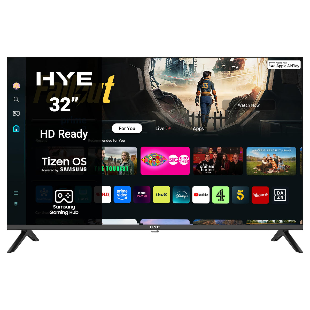 HYE 24" LED Smart TV - HD Ready, Samsung Tizen OS & Gaming Hub, Black