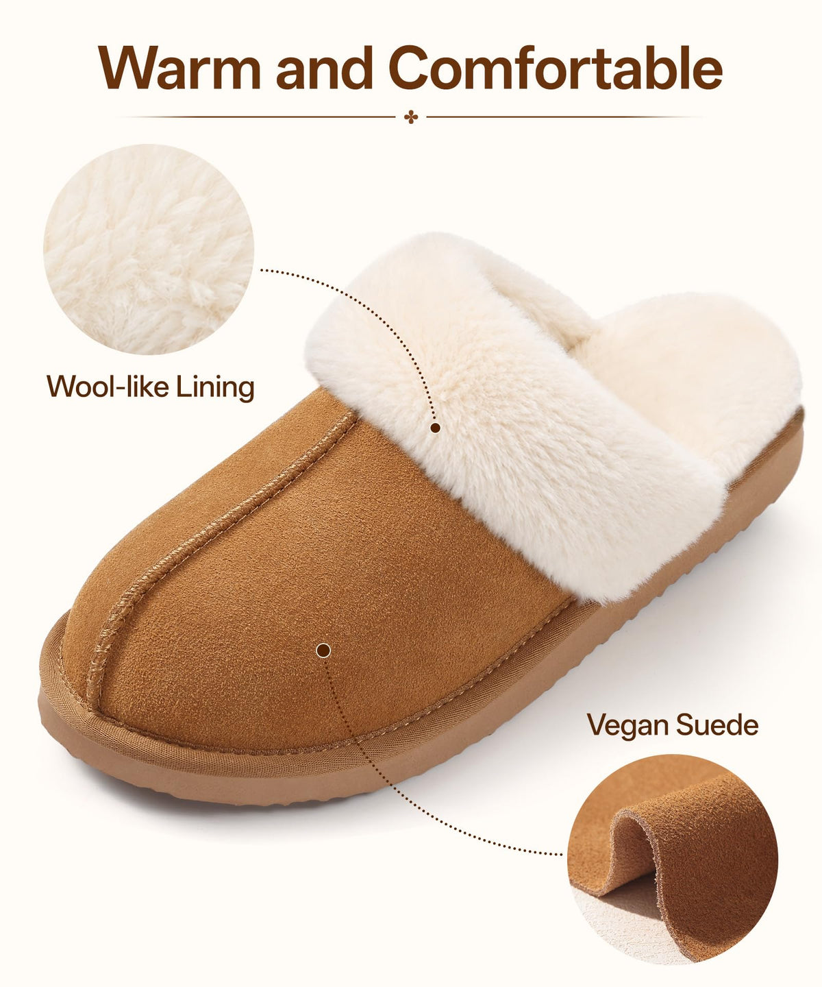 Litfun Women's Fluffy Memory Foam Slippers House Shoes Indoor