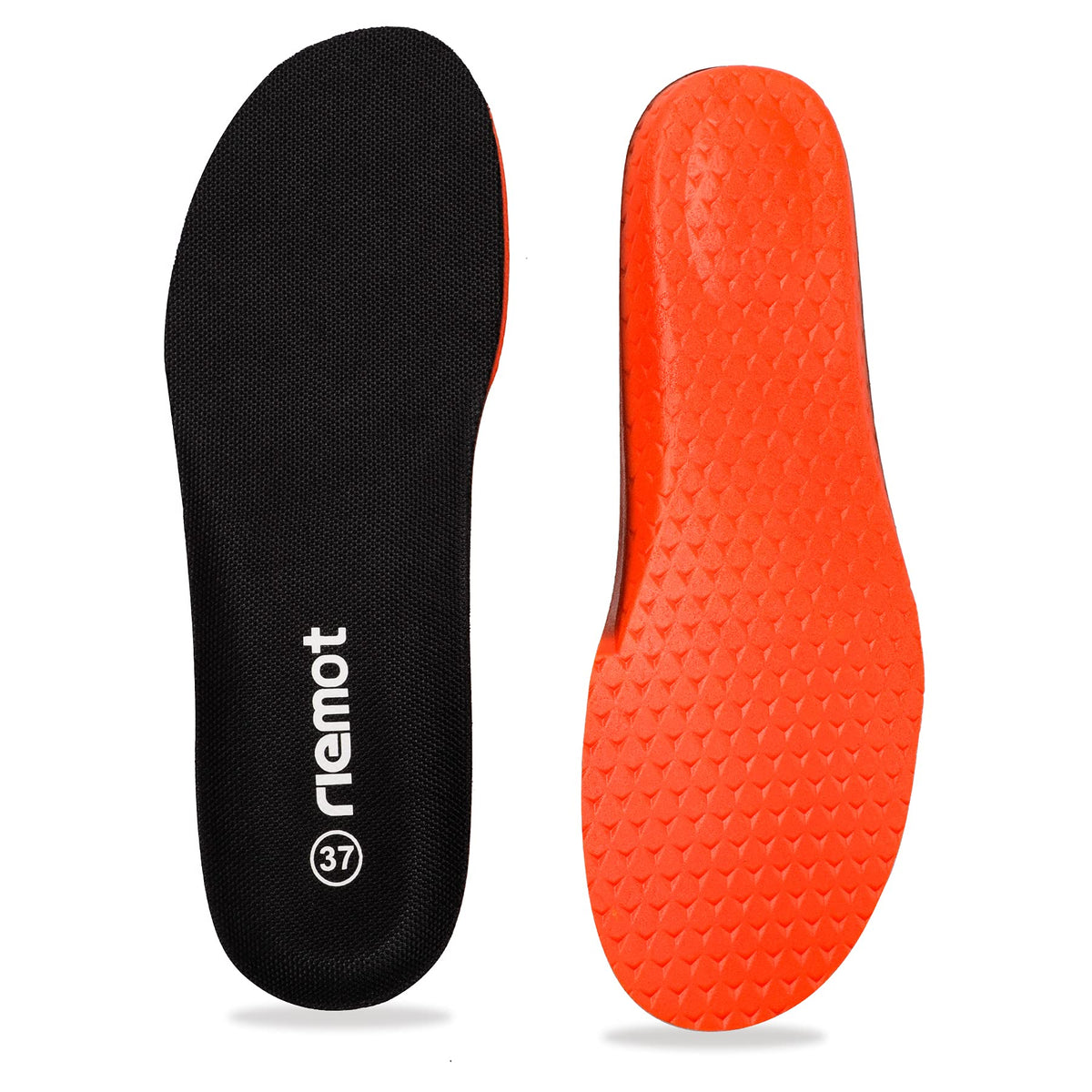 riemot Memory Foam Insoles for Men and Women - Replacement Shoe Inserts Comfort Cushioning for Sports Shoes, Trainers, Sneakers, Work Boots and Walking Shoes, Black with Yellow Base, UK8 / EU42