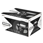 Groov-e Original Boombox - Portable CD Player with Bluetooth, Radio, 3.5mm Aux Port, & Headphone Socket - LED Display, 2 x 1.2W Speakers - Battery or Mains Powered - Blue
