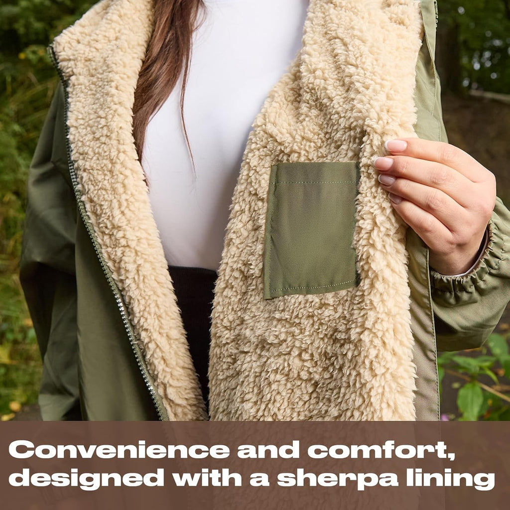 OHS Adults Drying Robe, Gifts for Women Outdoor Water-Resistant Changing Robe Womens Jacket Comfy Sherpa Privacy Robes for Women Men, Stay Dry Swimming Camping Drying Robes - S/M, L/XL