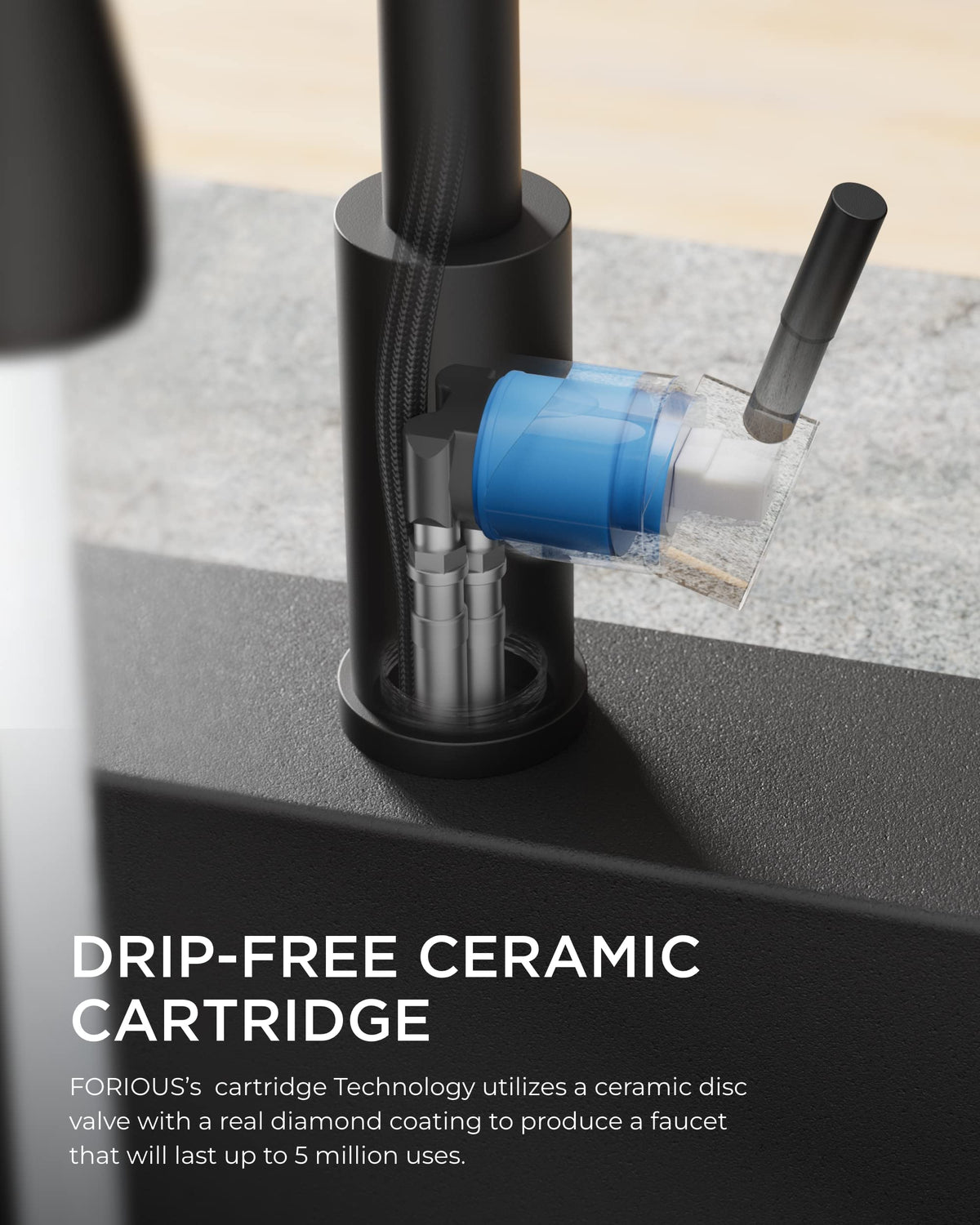 FORIOUS Kitchen Faucet with Cup Washer, Pull Down Sprayer, Brushed Nickel