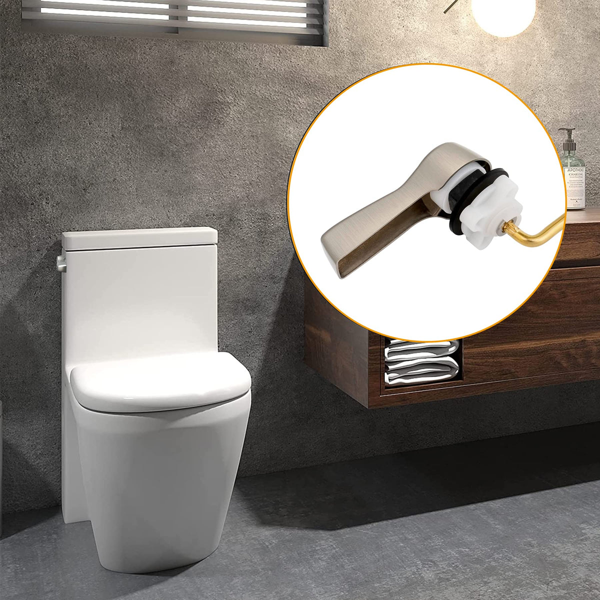 Hibbent Universal Metal Front Mount Toilet Handle Replacement Kit