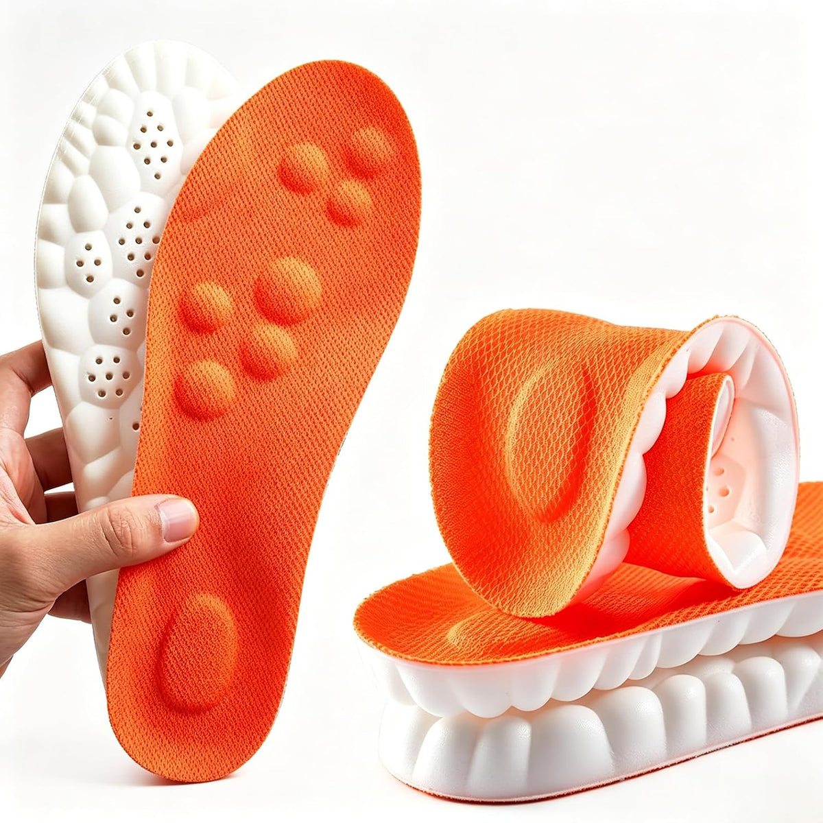 Memory Foam Insoles with Arch Support for Women Men,Comfort Massage Insoles Replacement Shoe Inserts for Trainers Sneakers Sports Shoes Work Boots,Breathable,Shock Absorption (8/8.5UK, Black)