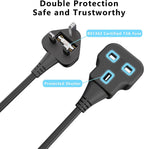 1 Meter Short Extension Lead Single Plug Socket Power Cable 13 Amp Extension Cord Electrical Socket Black
