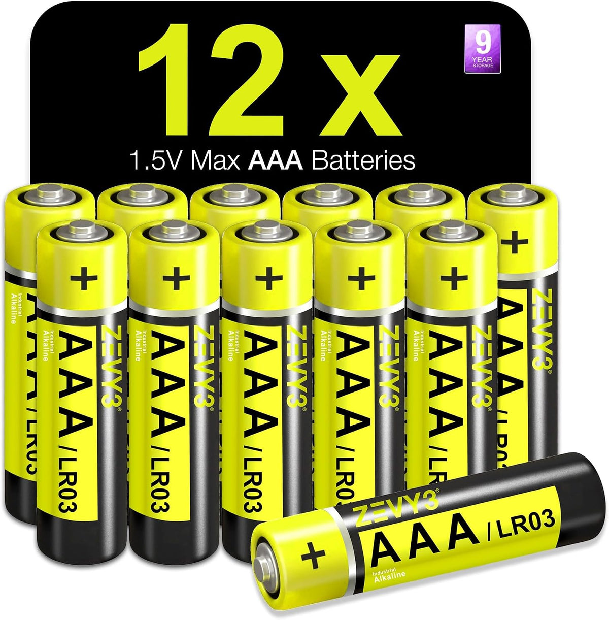 AAA Batteries 12 Pack, Long Lasting Alkaline Batteries, Leak-Proof, High Power, Ideal for Remote Controls, Toys, Clocks & Household Devices