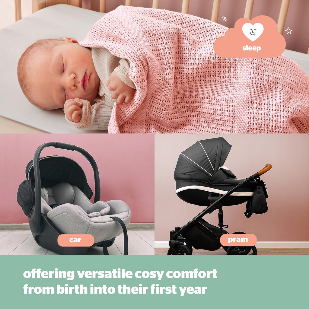 Silentnight Safe Nights Baby Blanket - Pack of 2 Soft 100% Cotton Cellular Baby Blanket for Newborn Ideal for Cot, Crib, Moses Basket and Pram - Baby Essentials - 2 Pack - Grey