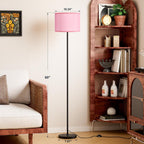 Ambimall Floor Lamp for Living Room with Smart Light Bulb, RGB + Stepless Dimmable Colors Temperature & Brightness(White Shade & Black Pole)
