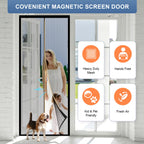 METAONLY Magnetic Screen Door Mesh, Works for Patio, Sliding Door, Keeps Bug Mosquito Out, Fresh Air Flow, Fits 32" x 80" Door - Curtain Size 34" x 82", Black with Lace