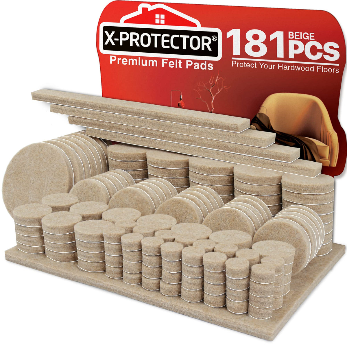 Felt Furniture Pads X-PROTECTOR 133 PCS Premium Furniture Pads - Felt Pads