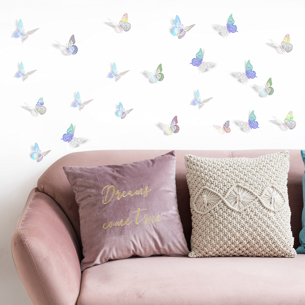 SAOROPEB 3D Butterfly Wall Decor 48 Pcs Gold Butterfly Birthday Decorations