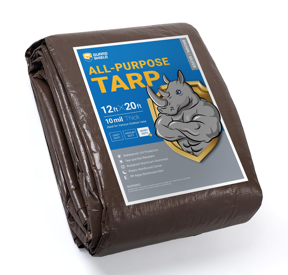 GUARD SHIELD Heavy Duty Tarp 20x30 Feet Silver/Black Multi Purpose Thick Waterproof Poly Tarp Cover 10mil