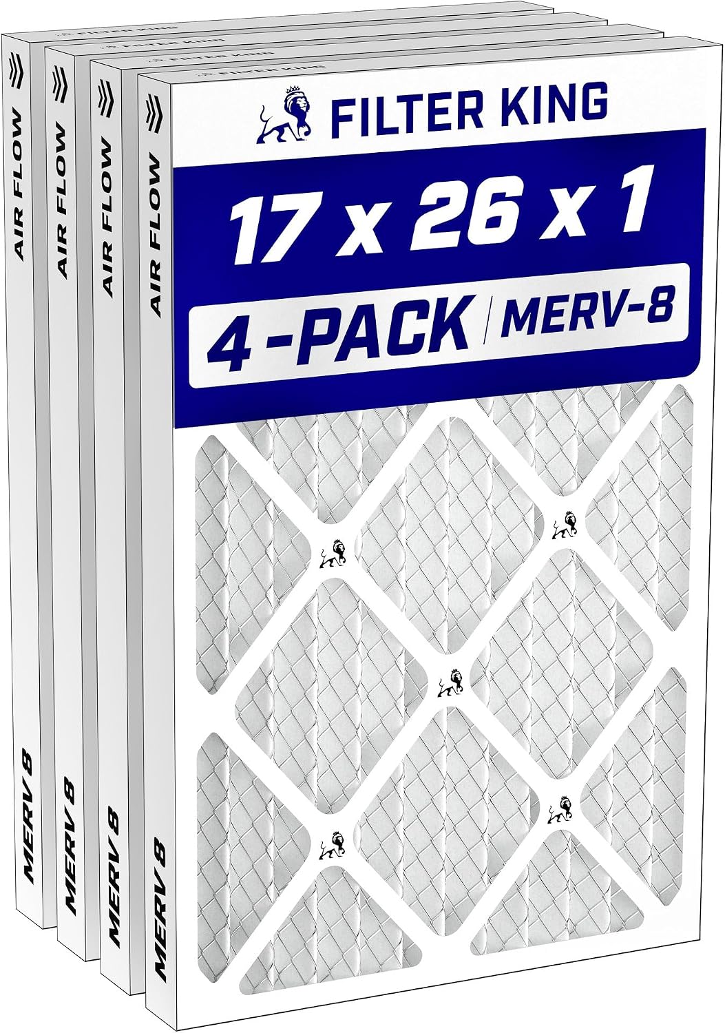 Filter King 24x30x1 Air Filter MERV 8, AC Furnace Filters (4-Pack)