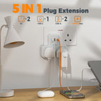 TESSAN Plug Adapter with 3 USB Ports, 2 Way MultiPlug Extension