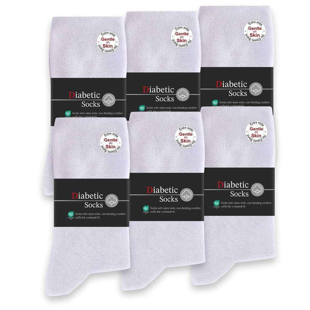 SockWaddles Diabetic Socks for Men & Women, 6 Pairs, Soft Loose Top
