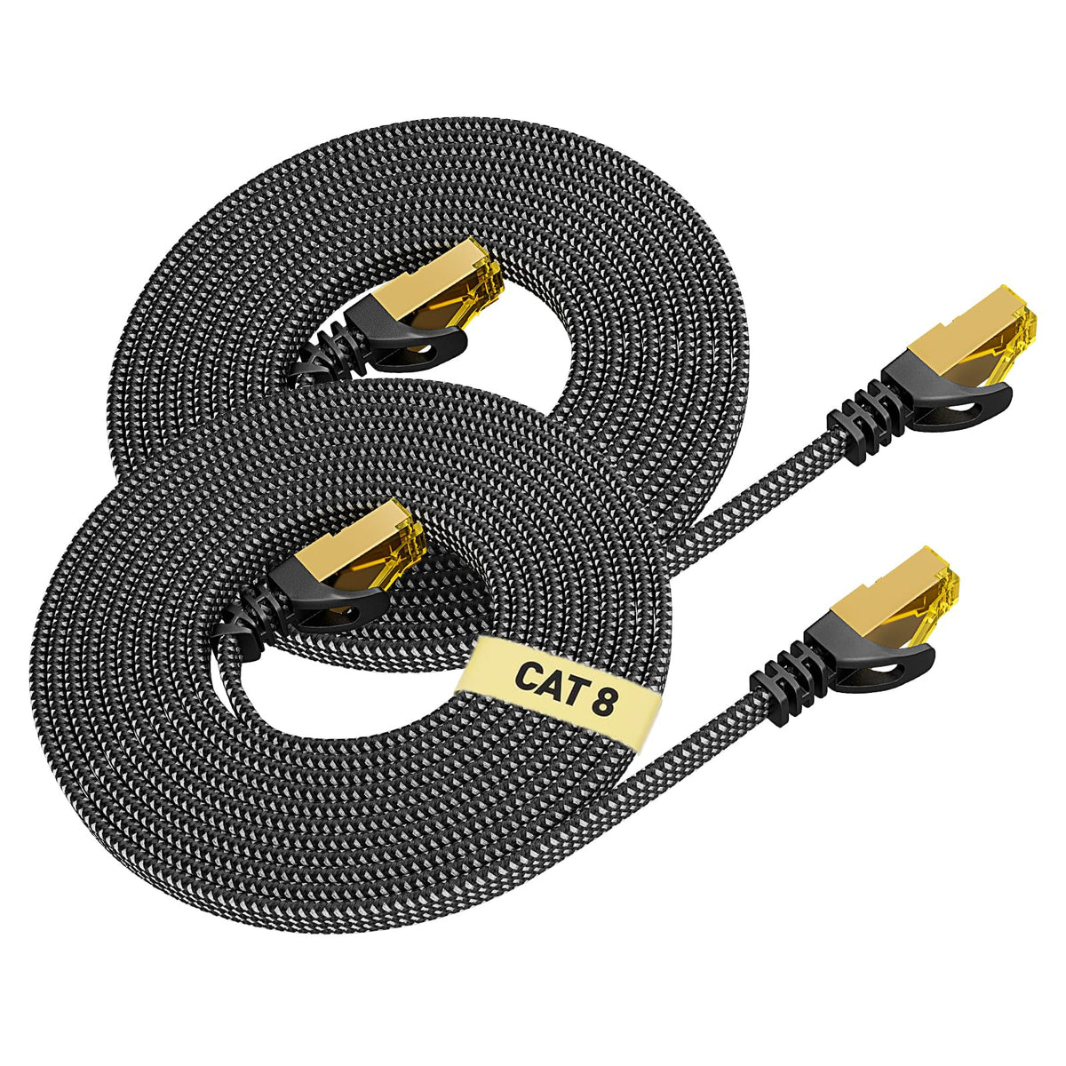 ARISKEEN Cat 8 Ethernet Cable 8M, Cat8 Braided Flat High-Speed Gigabit Rj45 STP Shielded Internet Network Lan Patch Cable Cord for Modem Router Computer TV PC