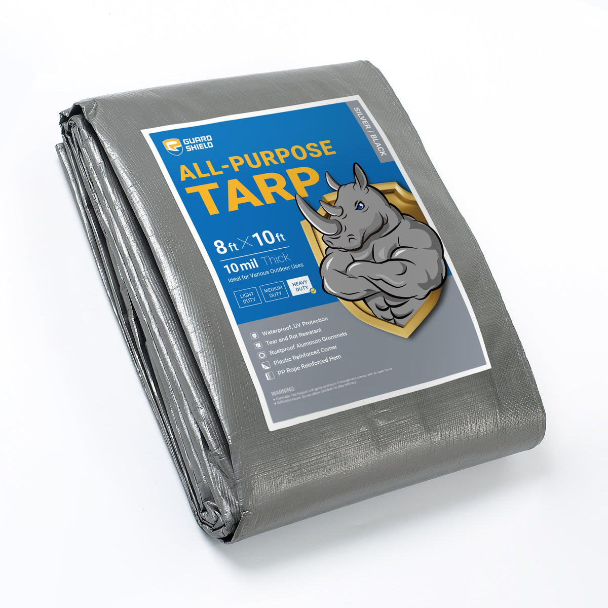 GUARD SHIELD Heavy Duty Tarp 20x30 Feet Silver/Black Multi Purpose Thick Waterproof Poly Tarp Cover 10mil