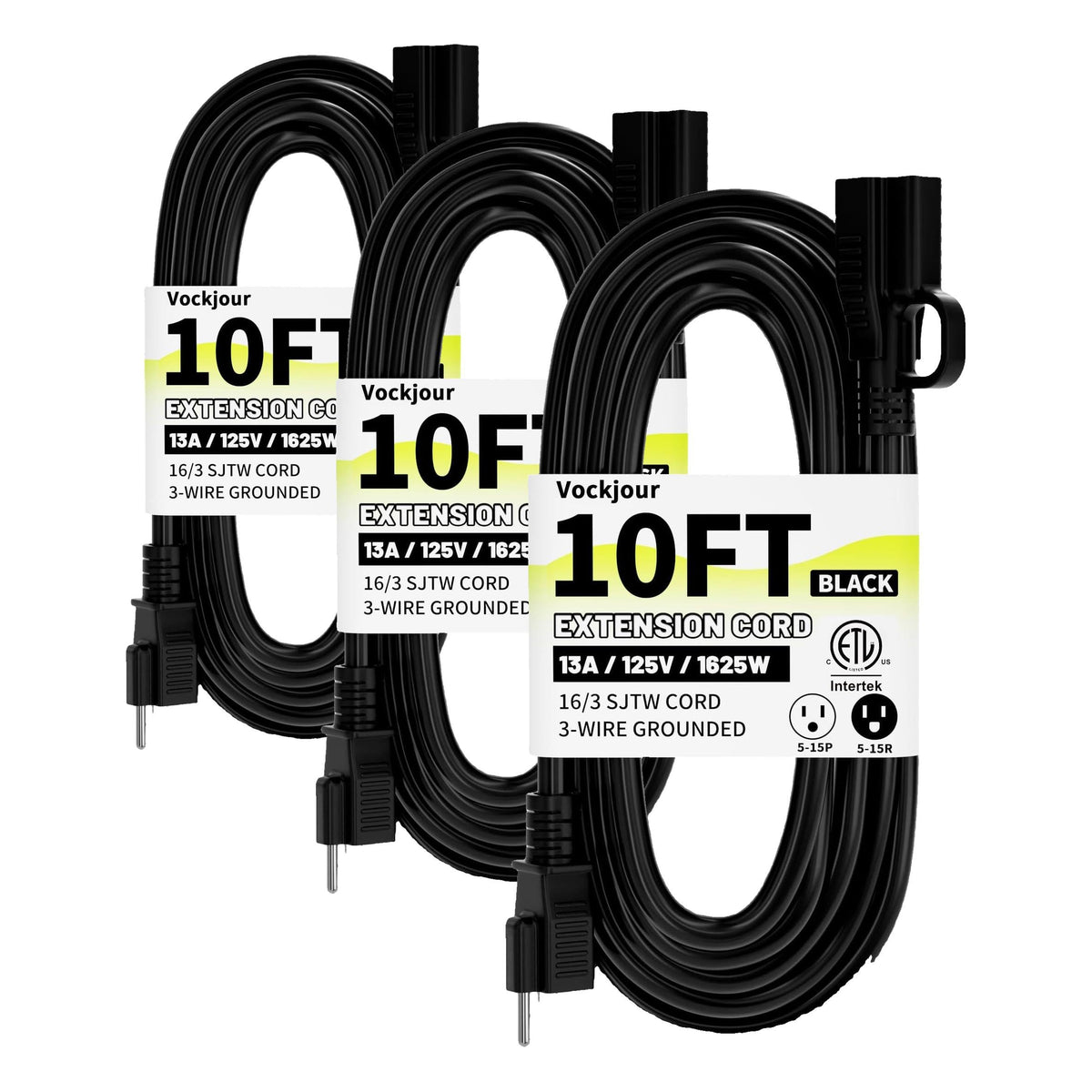 Vockjour 16/3 White Indoor Outdoor Extension Cord 35 Ft Waterproof