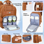 Dikaslon Baby Changing Bag Backpack, Large Nappy Back Pack Multifunction Baby Bags with Portable Changing Mat, Pacifier Holder, and Stroller Straps, for Mom and Dad