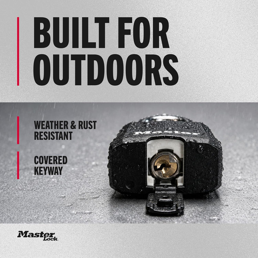 Master Lock Magnum Outdoor Padlock, Heavy Duty Keyed Lock M115XDLF, Black