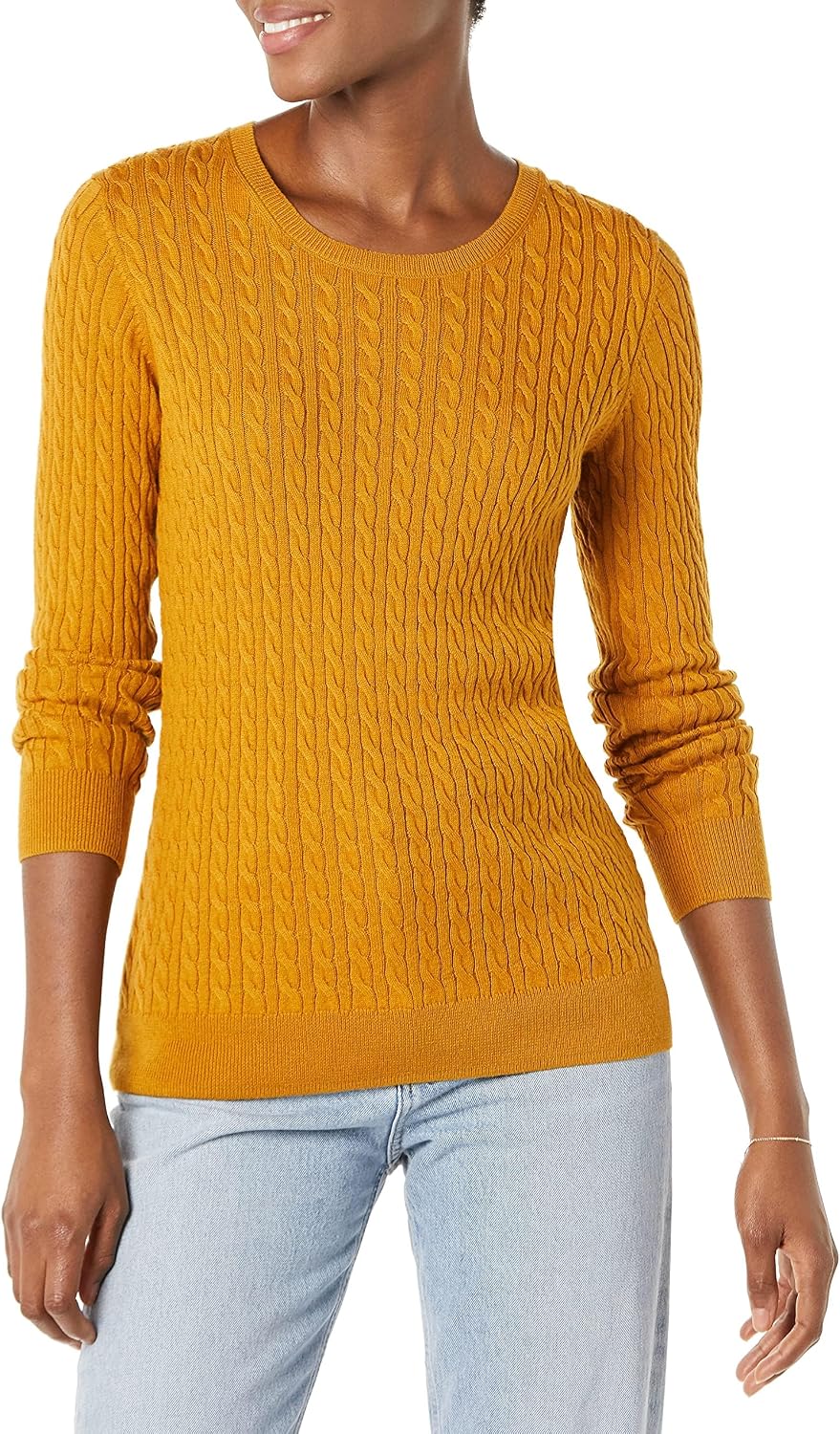 Amazon Essentials Women's Lightweight Cable Knit Long-Sleeve Crewneck Jumper (Available in Plus Size)