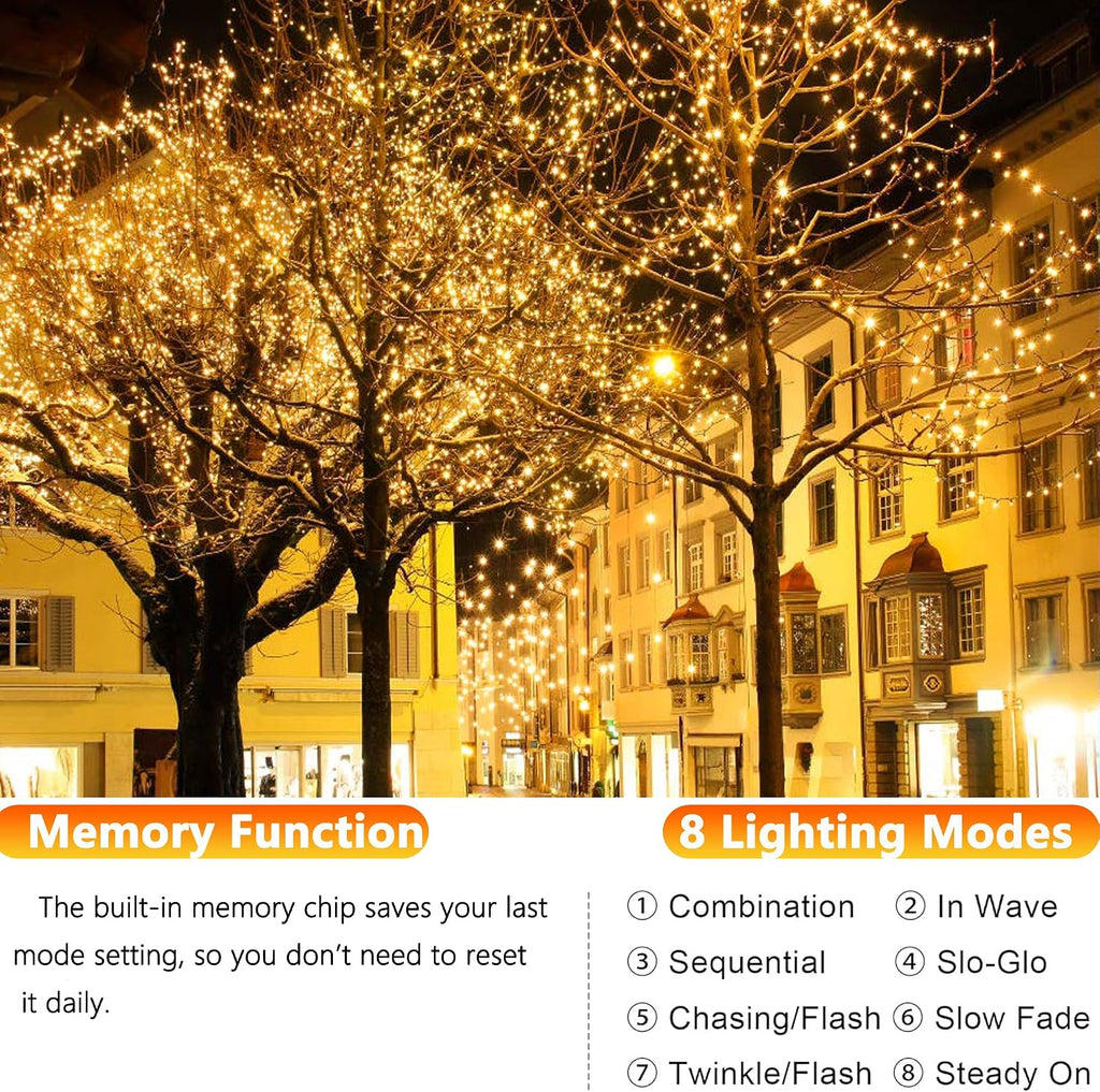 Joomer Solar Fairy Lights, 2-Pack Total 80FT 240LED Lights, Warm White