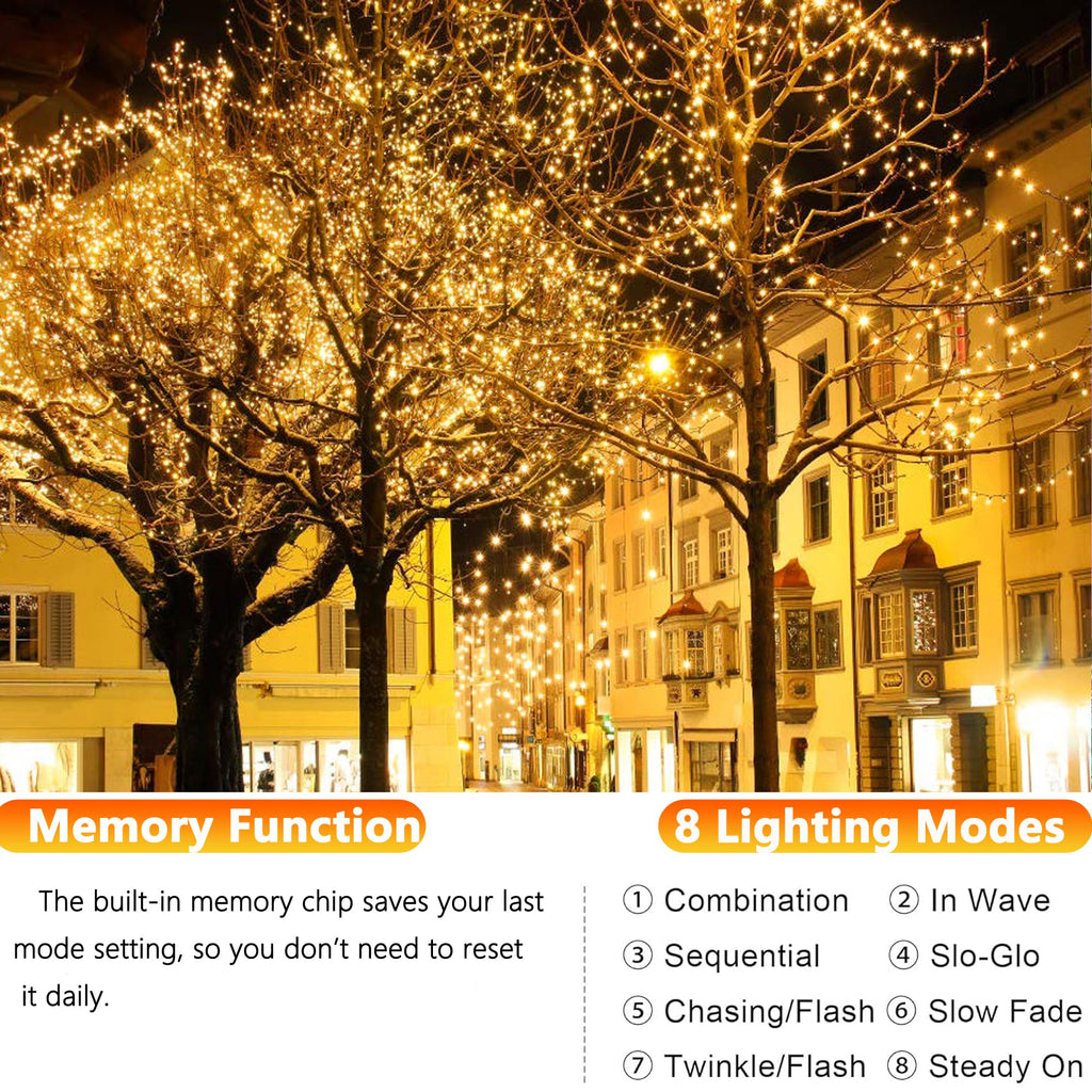 Joomer Solar Fairy Lights, 2-Pack Total 80FT 240LED Lights, Warm White