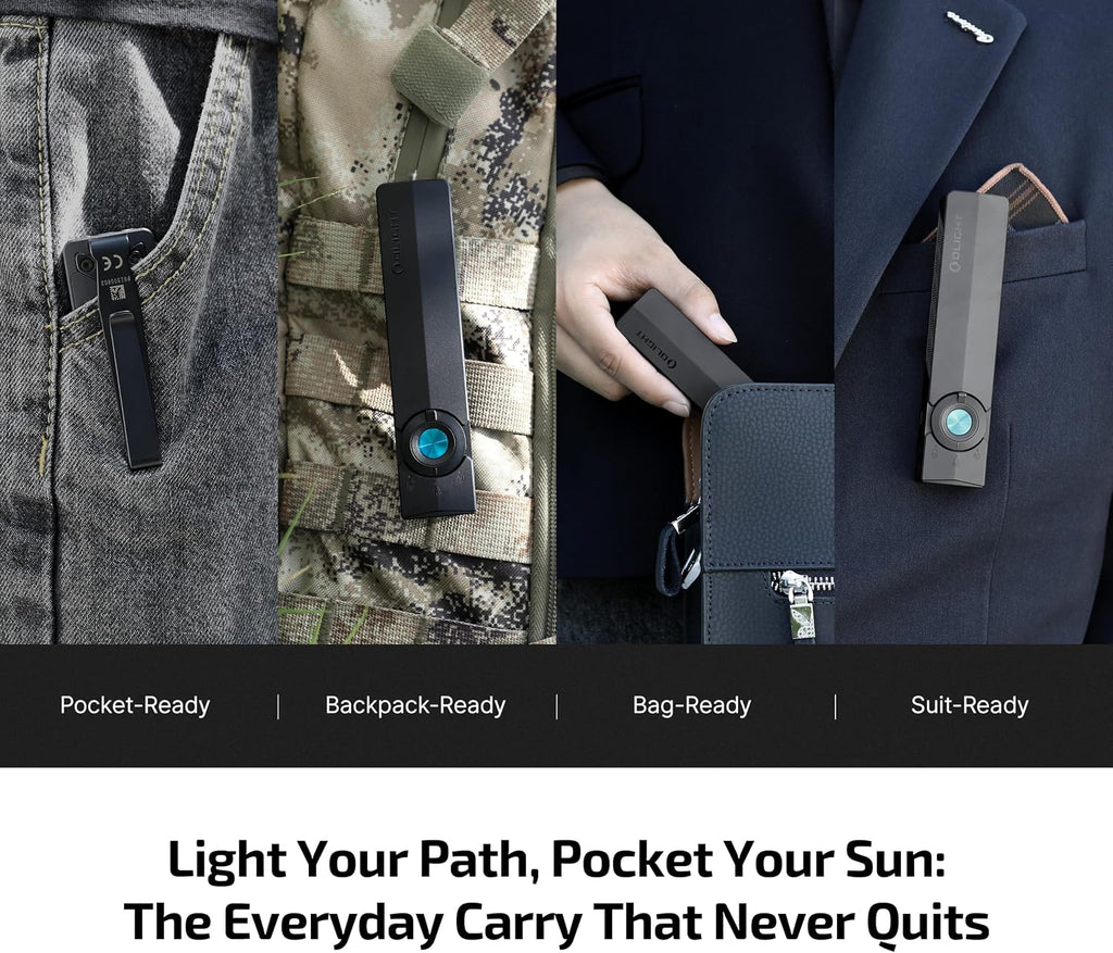 OLIGHT ArkPro EDC Flat Flashlight Rechargeable, Pocket Light, Black CW