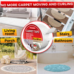 Carpet Tape Double Sided - Rug Tape Grippers for Hardwood Floors and Area Rugs - Carpet Binding Tape Strong Adhesive and Removable, Heavy Duty Stickers Grip Tape, Residue Free (2 Inch / 12 Yards)