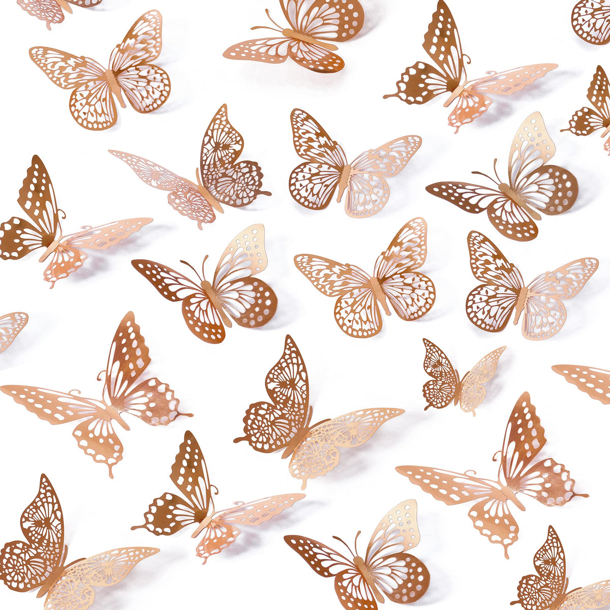 SAOROPEB 3D Butterfly Wall Decor 48 Pcs Gold Butterfly Birthday Decorations
