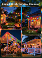 Brightown 52FT Solar String Lights Outdoor Waterproof, Last 30+ Hrs Runtime