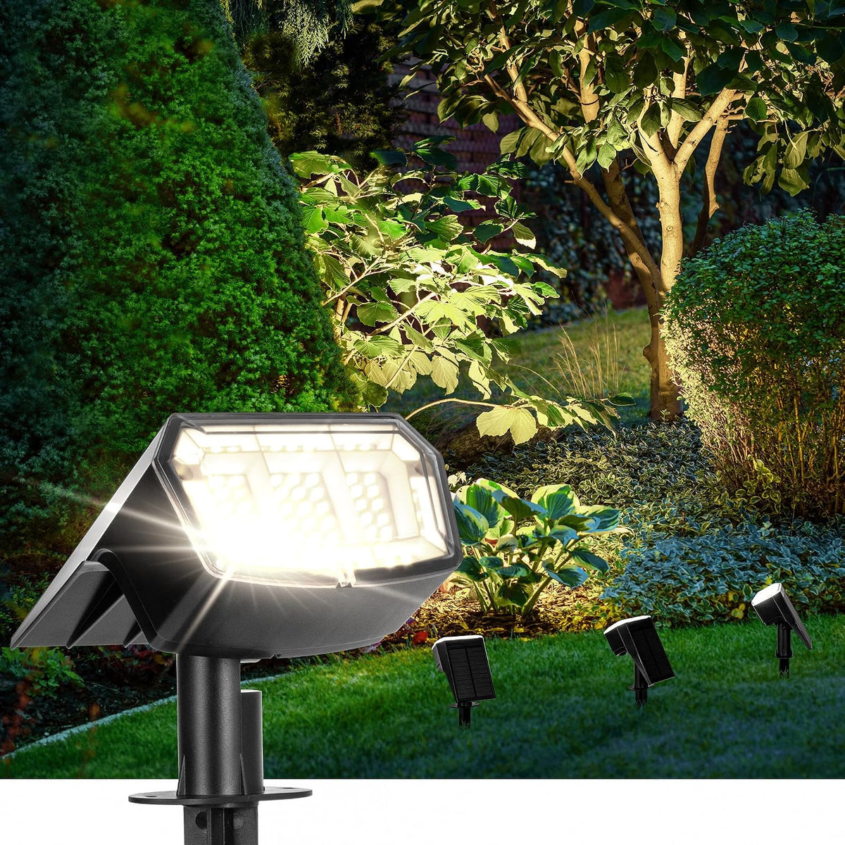 AUDERWIN Solar Spot Lights Outdoor Waterproof, 6 Packs, Neutral White