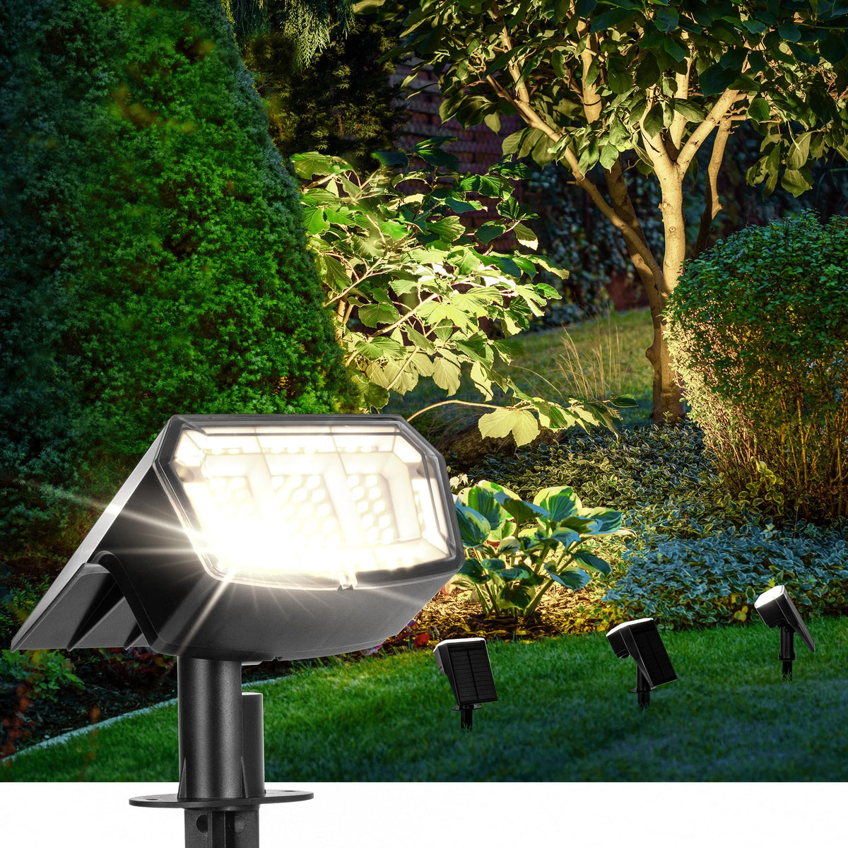 AUDERWIN Solar Spot Lights Outdoor Waterproof, 6 Packs, Neutral White