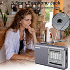 XHDATA D219 Portable Radio Retro FM AM SW Radio Battery Operated for Household Outdoor Camping Hiking Pocket Radio Beige